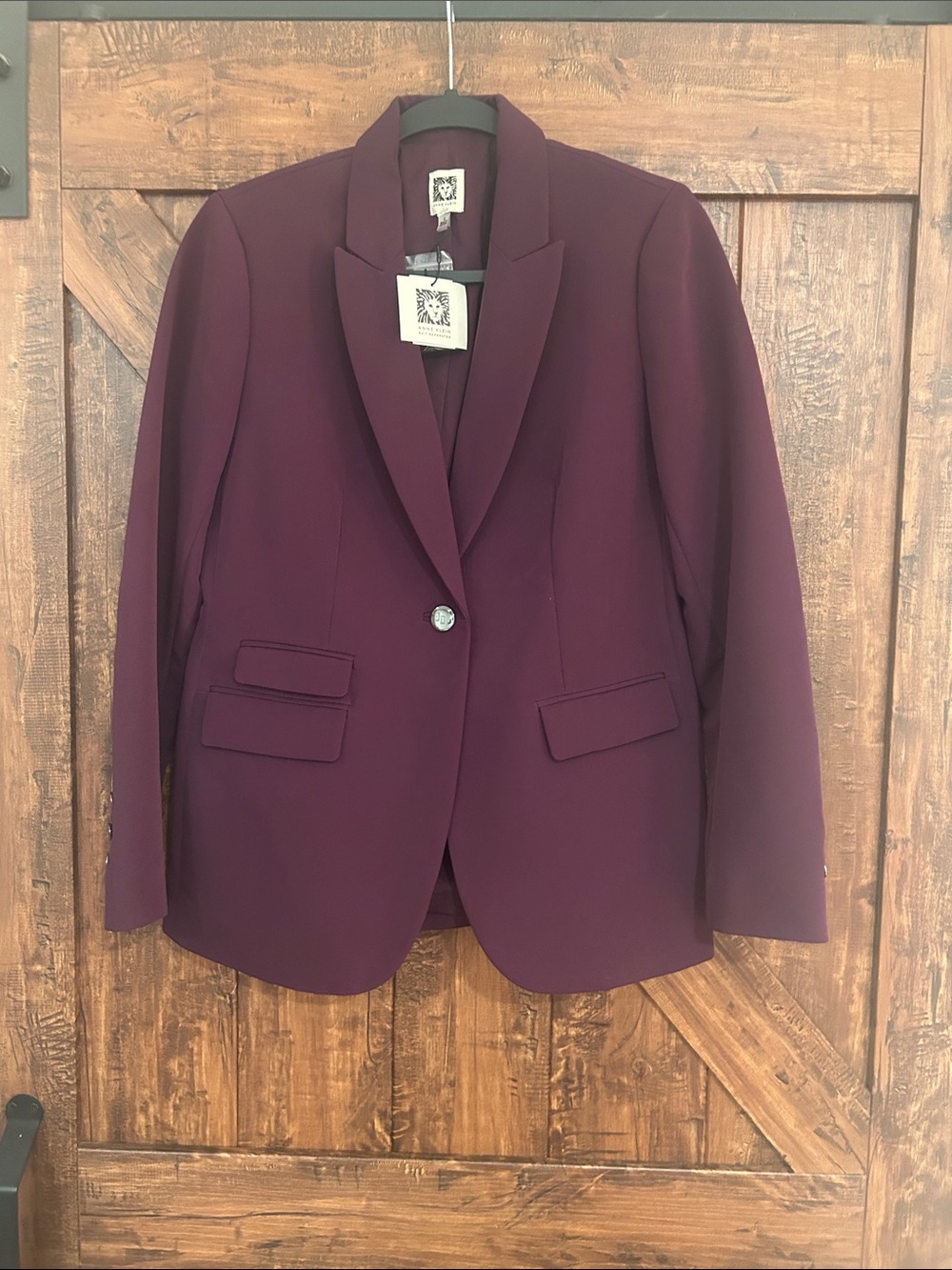 Anne Klein Plum Single-Button Tailored Blazer